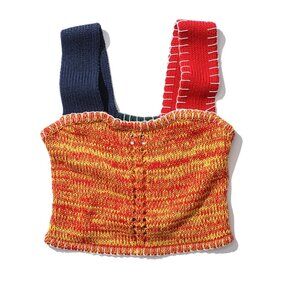 YanYan Red and Yellow Knit Crop Tank Top